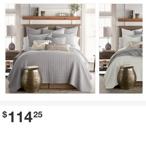 Mills Waffle Grey 3-Piece Solid Cotton Full/Queen Quilt Set